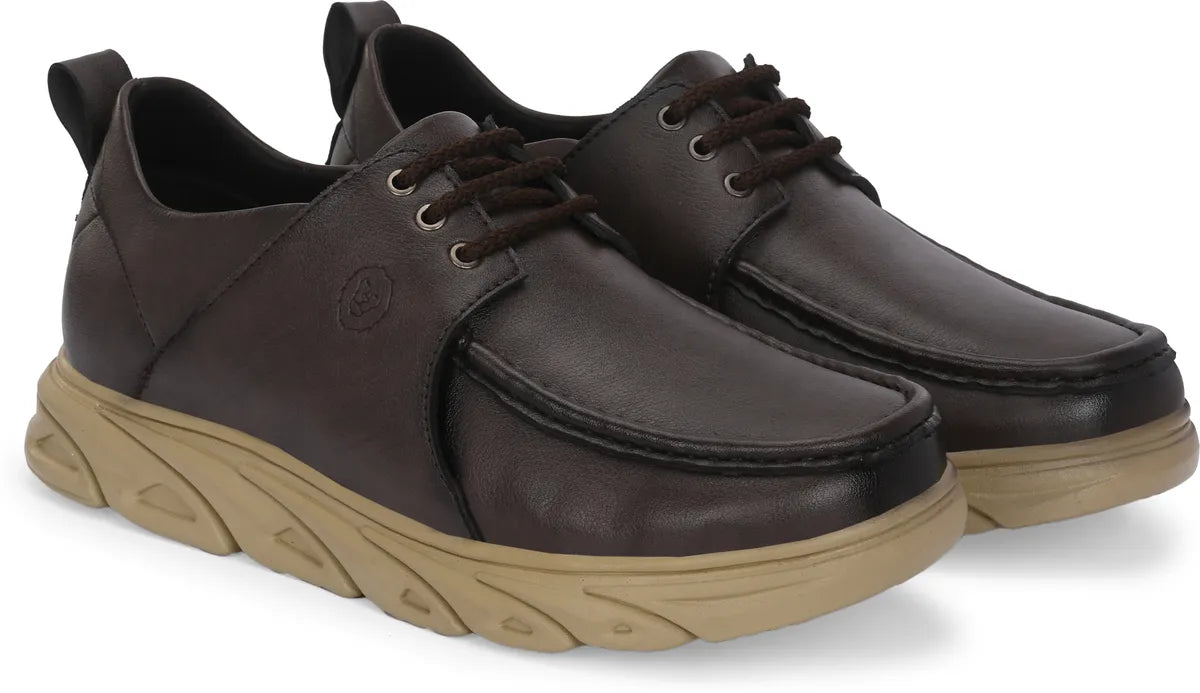 KASTAVA Casual Shoes Brown Lace Up Sneakers For Men (Brown): Size-8
