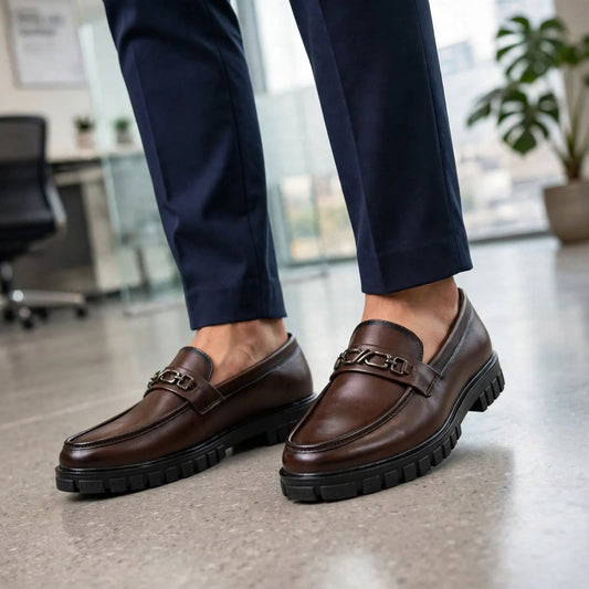Men's Slip On Horsebit Brown Loafers