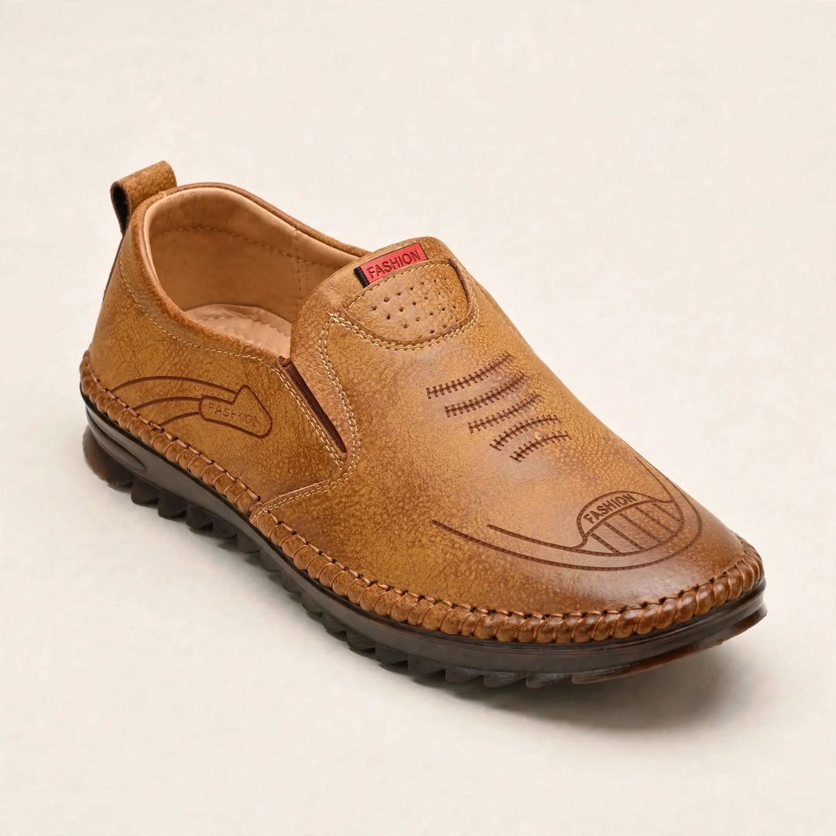 Beige Casual Leather Shoes
