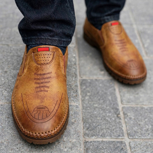 Beige Casual Leather Shoes