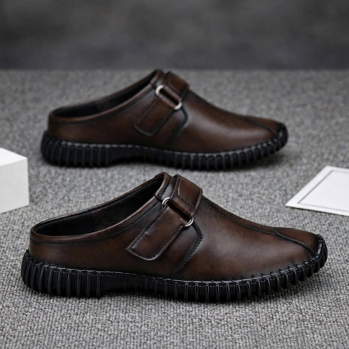 Men's Bantu Style Brown Loafer Casual Shoe-side pair view