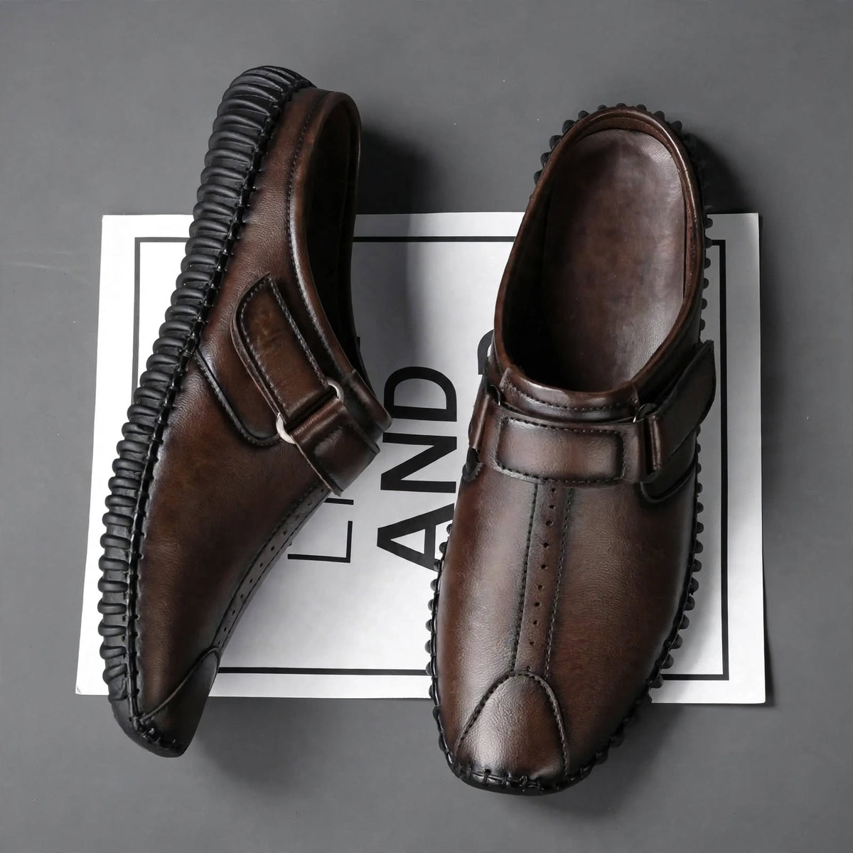 Men's Bantu Style Brown Loafer Casual Shoe-top view