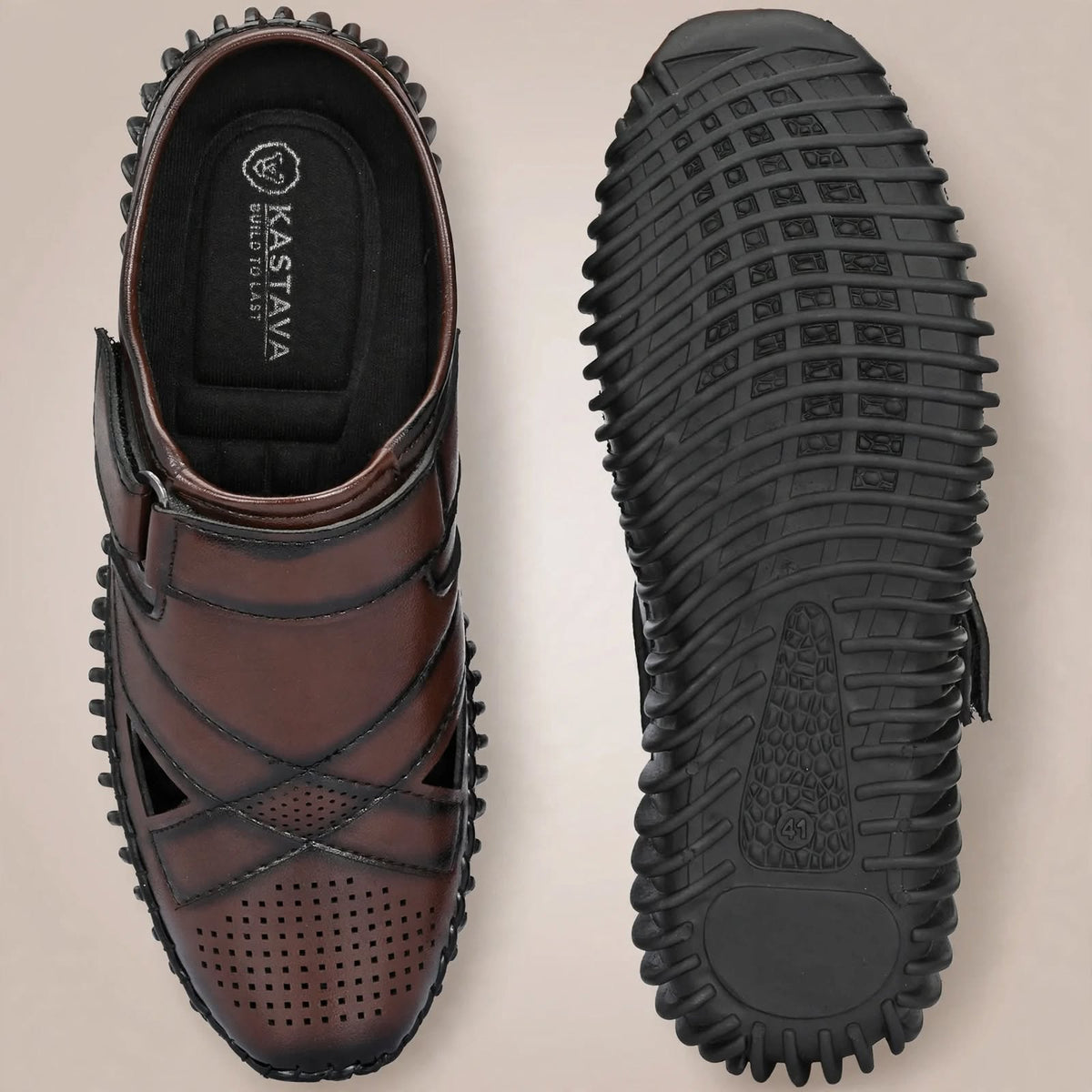 Men's Style Brown Loafer Casual Shoe - sole view