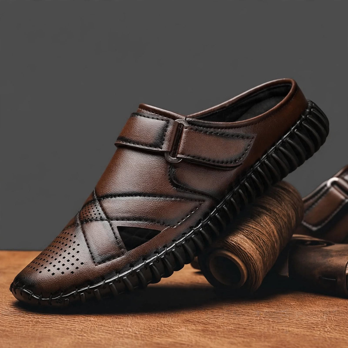 Men's Style Brown Loafer Casual Shoe - inclined view