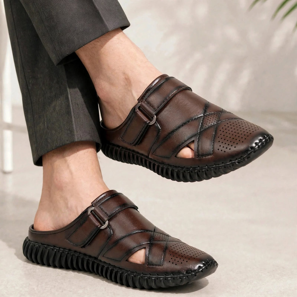 Men's Style Brown Loafer Casual Shoe - model view