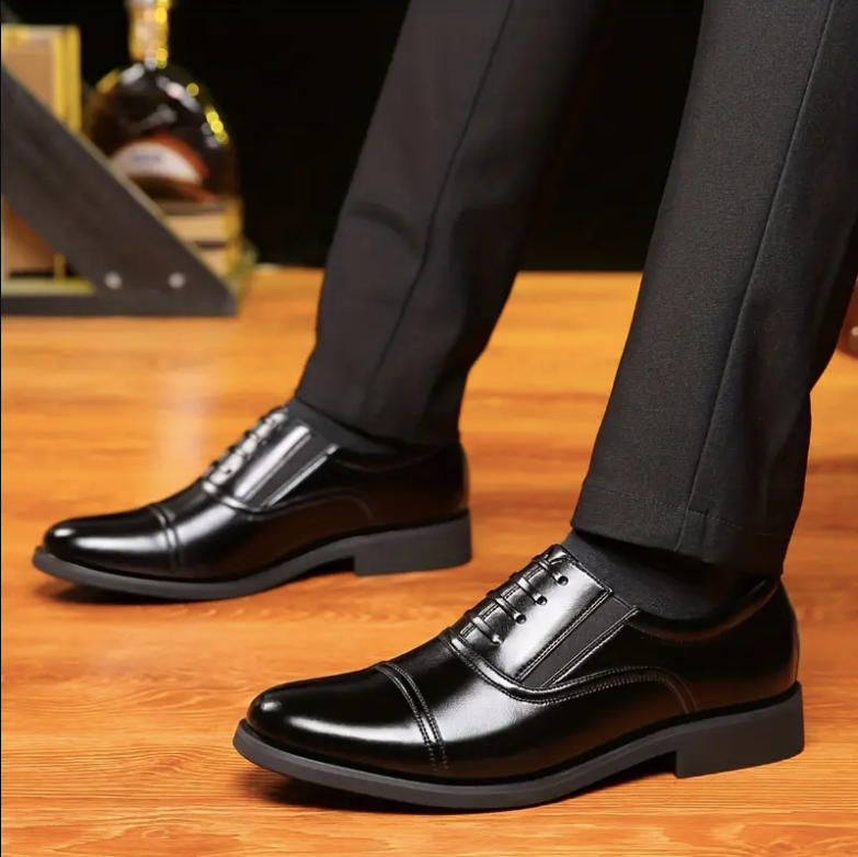 Men's Premium Black Formal Shoes - Faux Leather Office Wear