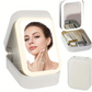 Leather Mirror Box – with Built-in LED Vanity Mirror for Jewelry & Accessories