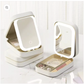 Leather Mirror Box – with Built-in LED Vanity Mirror for Jewelry & Accessories