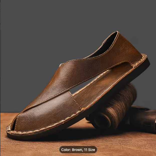 Aerowalk Men's Tan Peshawari Sandals | Genuine Leather | Sizes 6-10