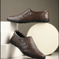 Brown Solid Round Toe Formal Slip-On Shoes
