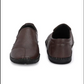 Brown Solid Round Toe Formal Slip-On Shoes
