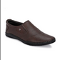 Brown Solid Round Toe Formal Slip-On Shoes