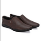 Brown Solid Round Toe Formal Slip-On Shoes