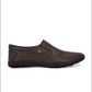 Brown Solid Round Toe Formal Slip-On Shoes