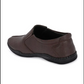 Brown Solid Round Toe Formal Slip-On Shoes