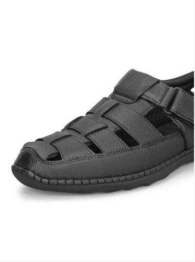 Men's PU Fisherman Black Sandals