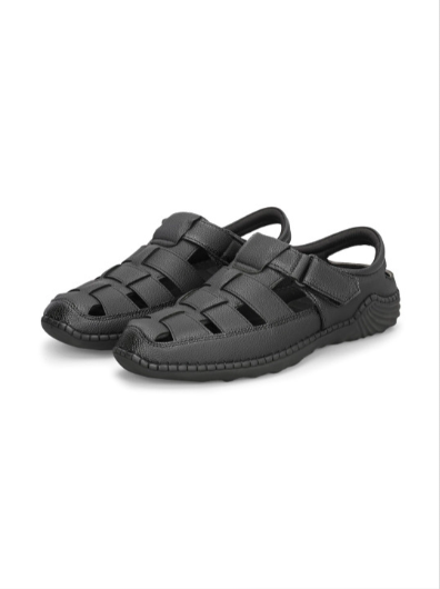 Men's PU Fisherman Black Sandals