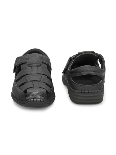 Men's PU Fisherman Black Sandals