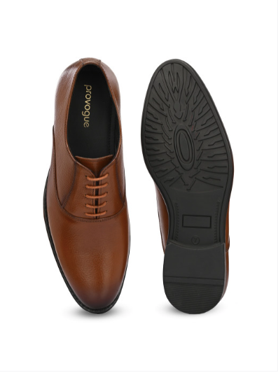 Men's Textured Leather Formal Tan Shoes