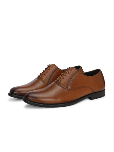 Men's Textured Leather Formal Tan Shoes