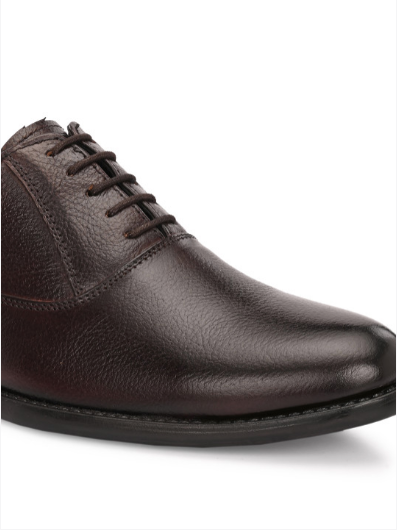Men's Textured Leather Formal Brown Shoes