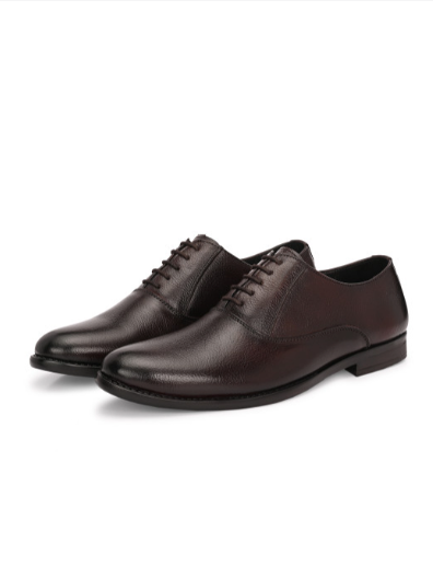 Men's Textured Leather Formal Brown Shoes