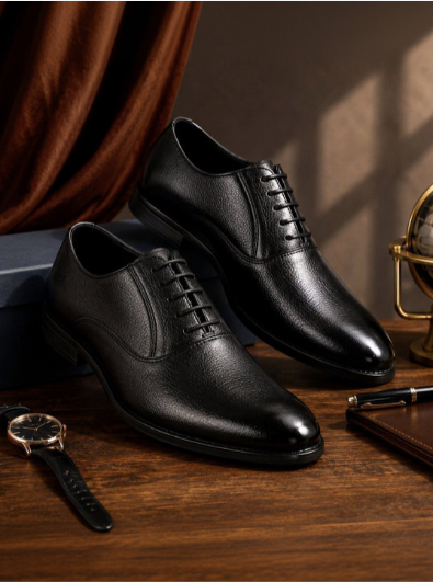 Men's Textured Leather Formal Black Shoes