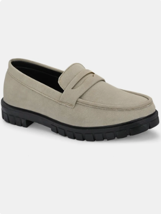 Men Round Toe Slip-On Loafers | Cream