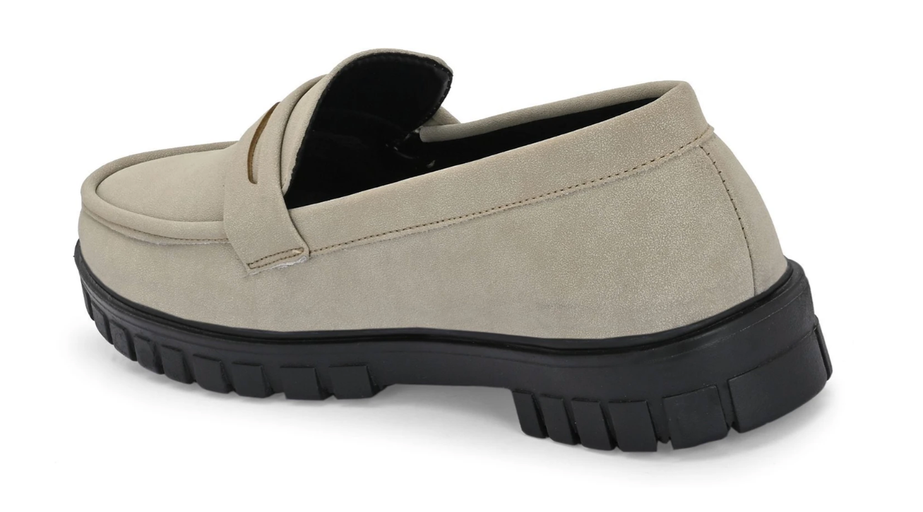 Men Round Toe Slip-On Loafers | Cream