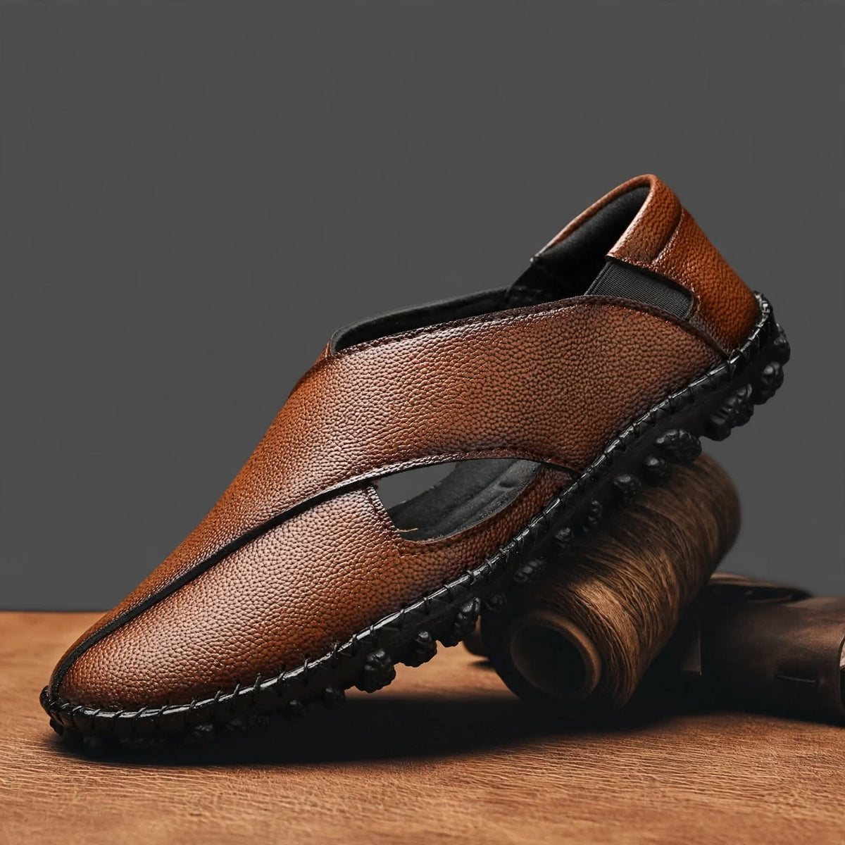 Tan Peshawari-style men's sandals by Aerowalk