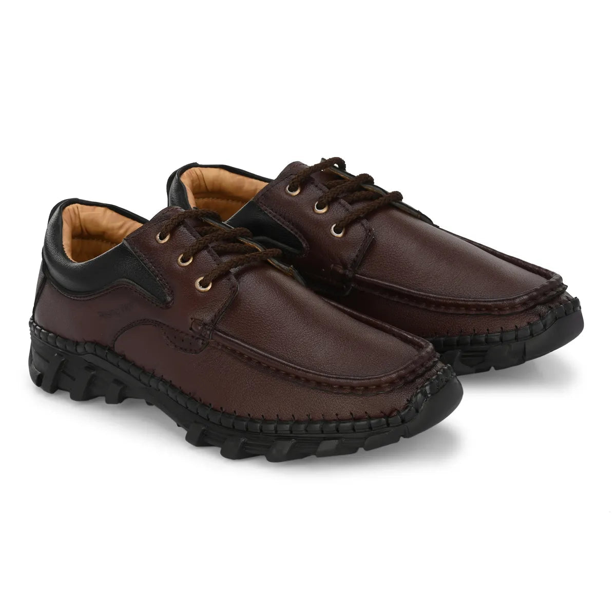 Men's Textured Lightweight Brown Loafers