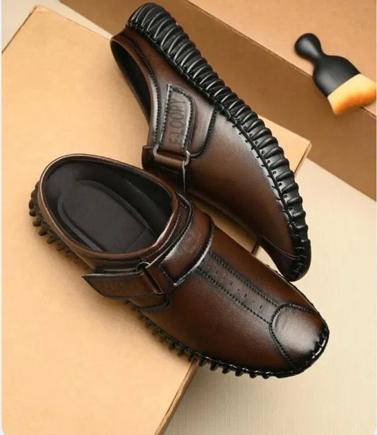 Men's Half Bantu Style Leather Loafer Casual Shoe