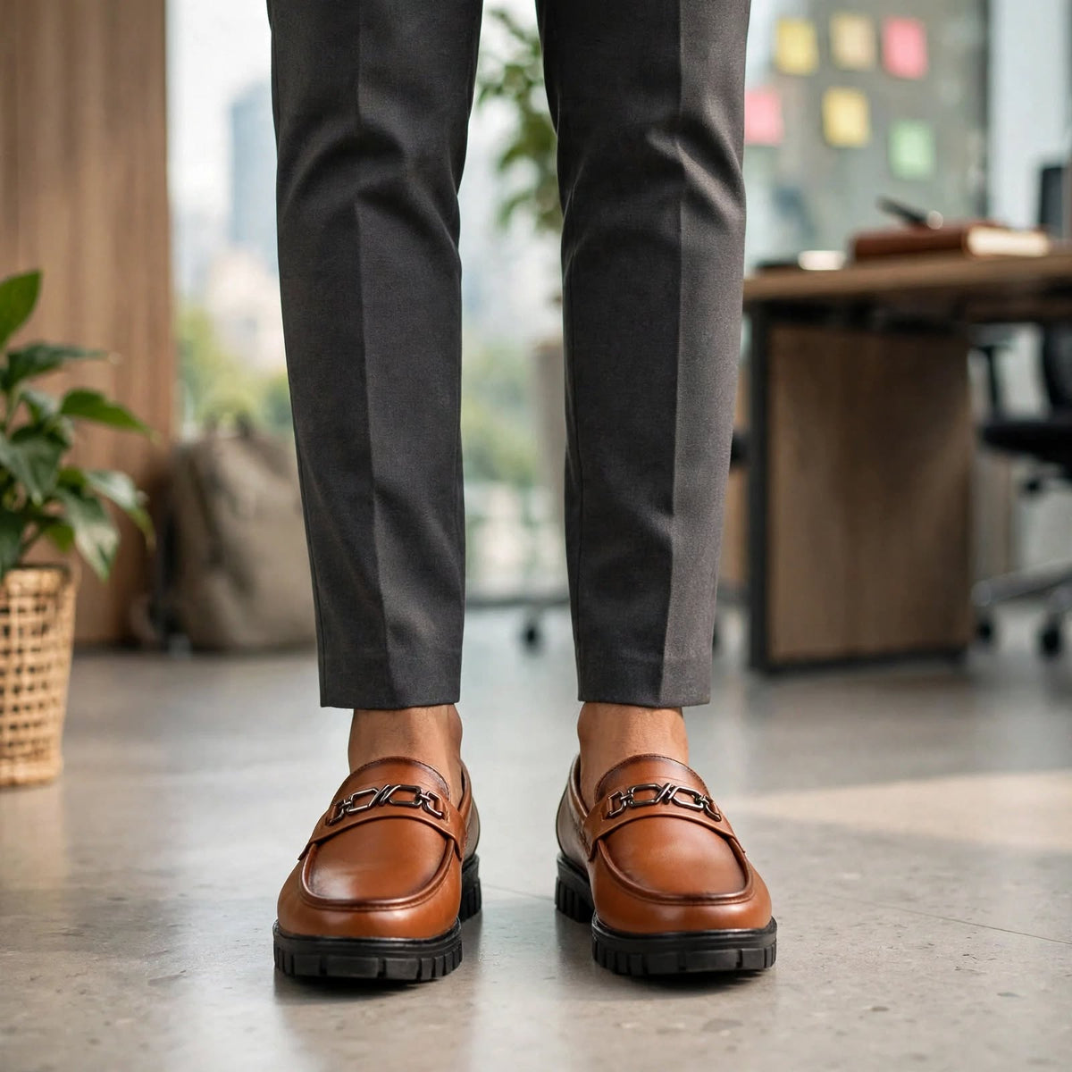 Men's Slip On Horsebit Tan Loafers