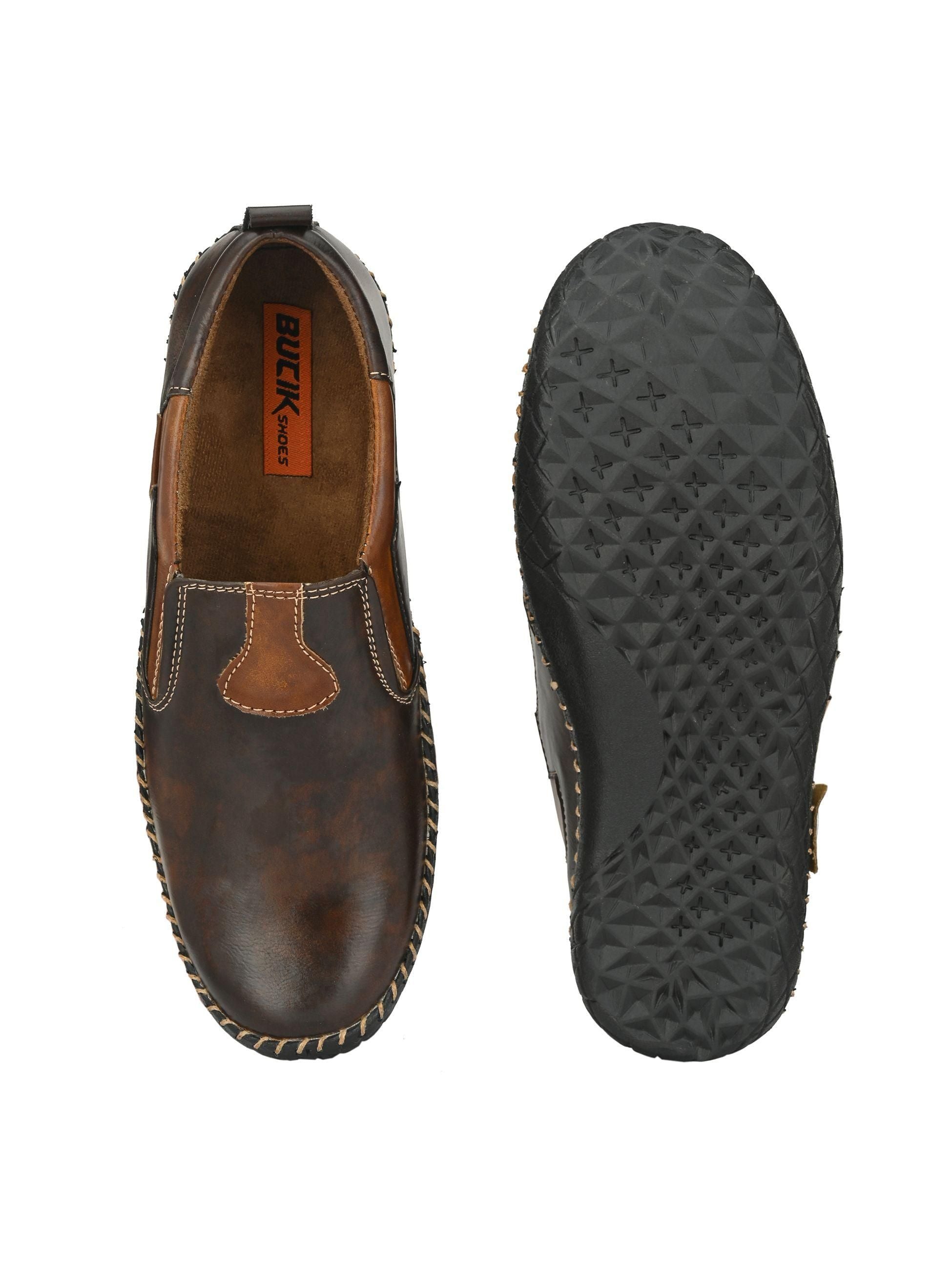 Bucik black leather online slippers