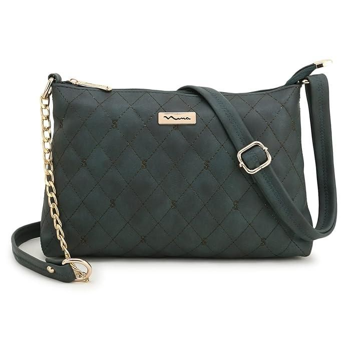 Shining Star Women's PU Quilted Sling Bag (Dark Green)