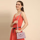 Shining Star Synthetic Leather Women's Satchel Bag�With Clutch (Peach)