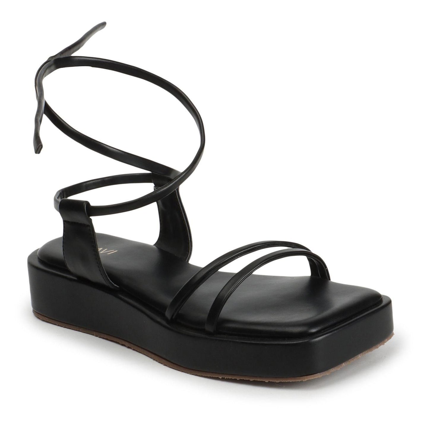 Kiravi Front Double Strap Black Sandals