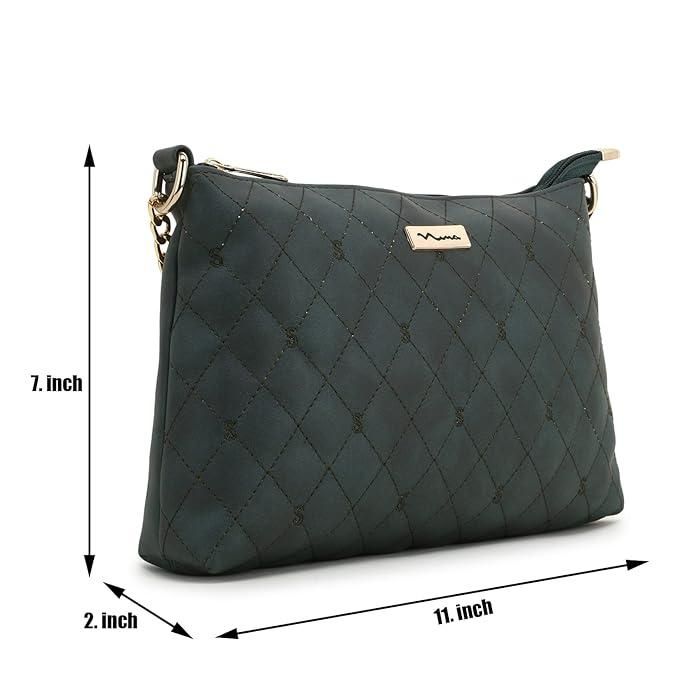 Shining Star Women's PU Quilted Sling Bag (Dark Green)