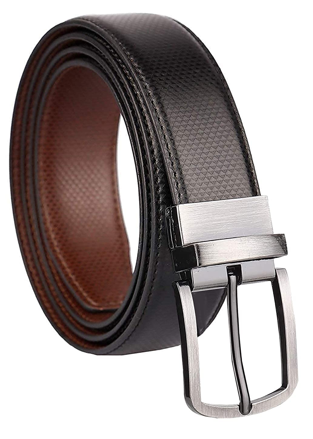 Reversable Belts for Men Genuine Leather Dress Belt With Rotated Buckle