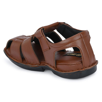 Men's PU Leather Brown Velcro Casual Sandal