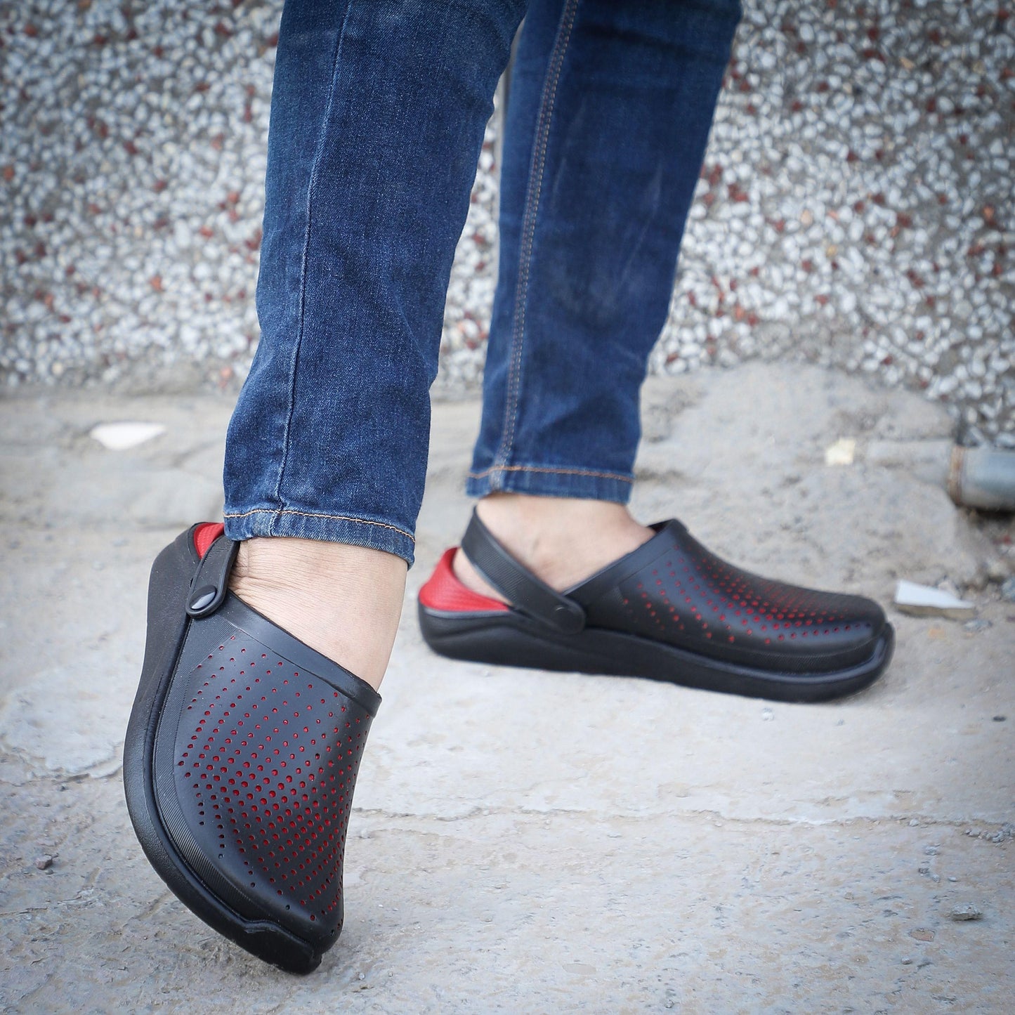 Monex New Latest Black Red Clogs For Mens