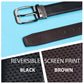 Reversable Belts for Men Genuine Leather Dress Belt With Rotated Buckle