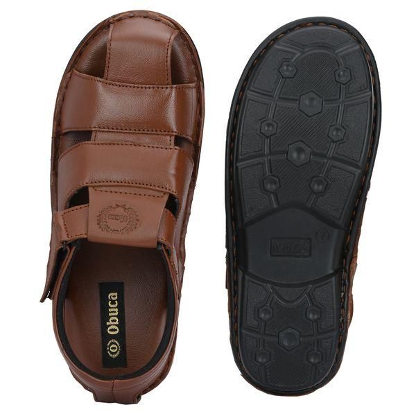 Men's PU Leather Brown Velcro Casual Sandal