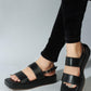 Kiravi Back Closed Buckle Black Sandals