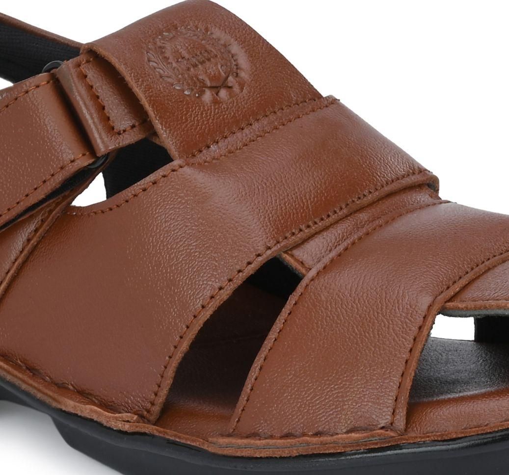 Men's PU Leather Brown Velcro Casual Sandal