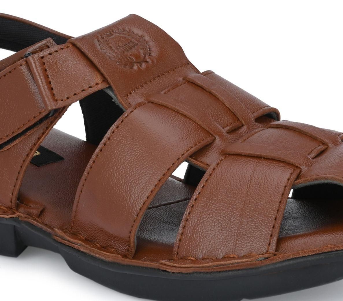 Men's PU Leather Brown Velcro Casual Sandal